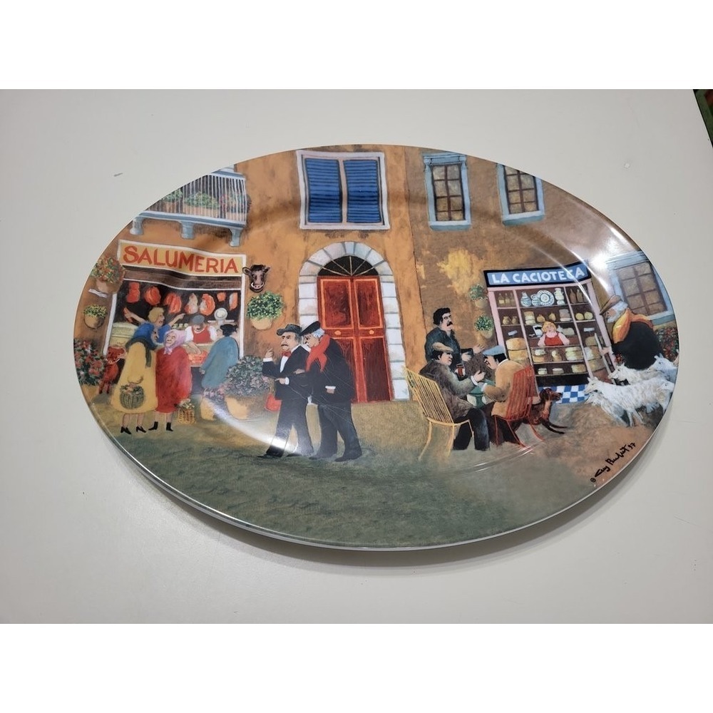 Guy Buffet 'Tuscan‎ Storefronts' Decorative Porcelain Platter